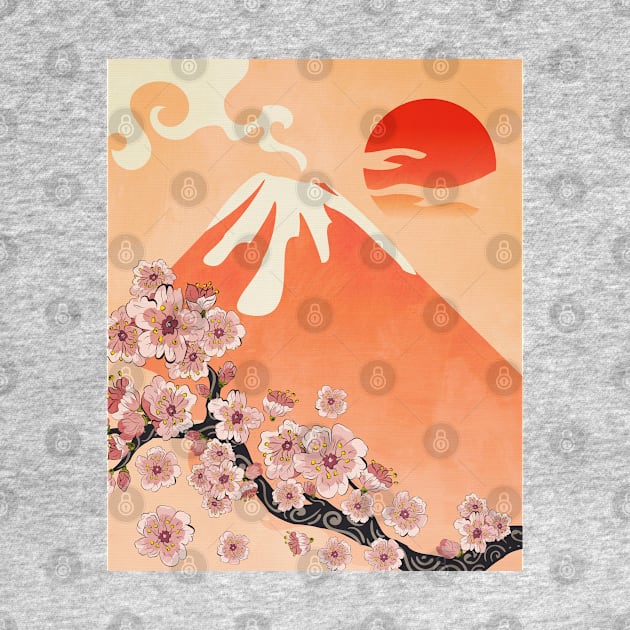 Sakura branch and volcano by AnnArtshock